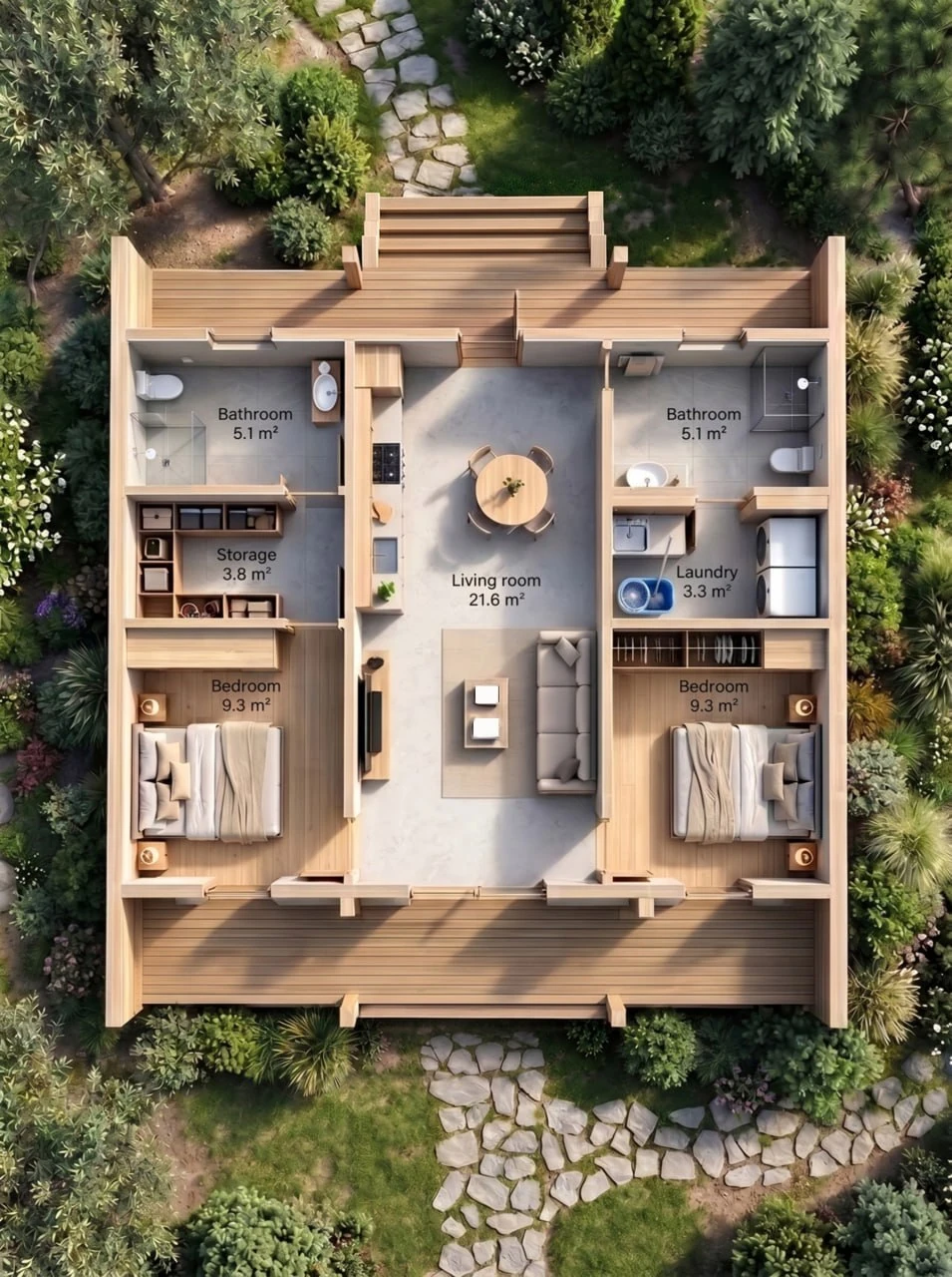 SMALL HOUSE 90 — floor plan, 90 m²
