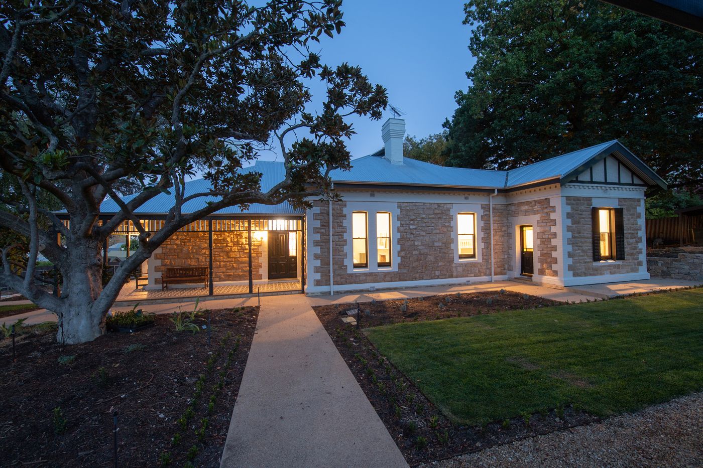 Completed home at dusk